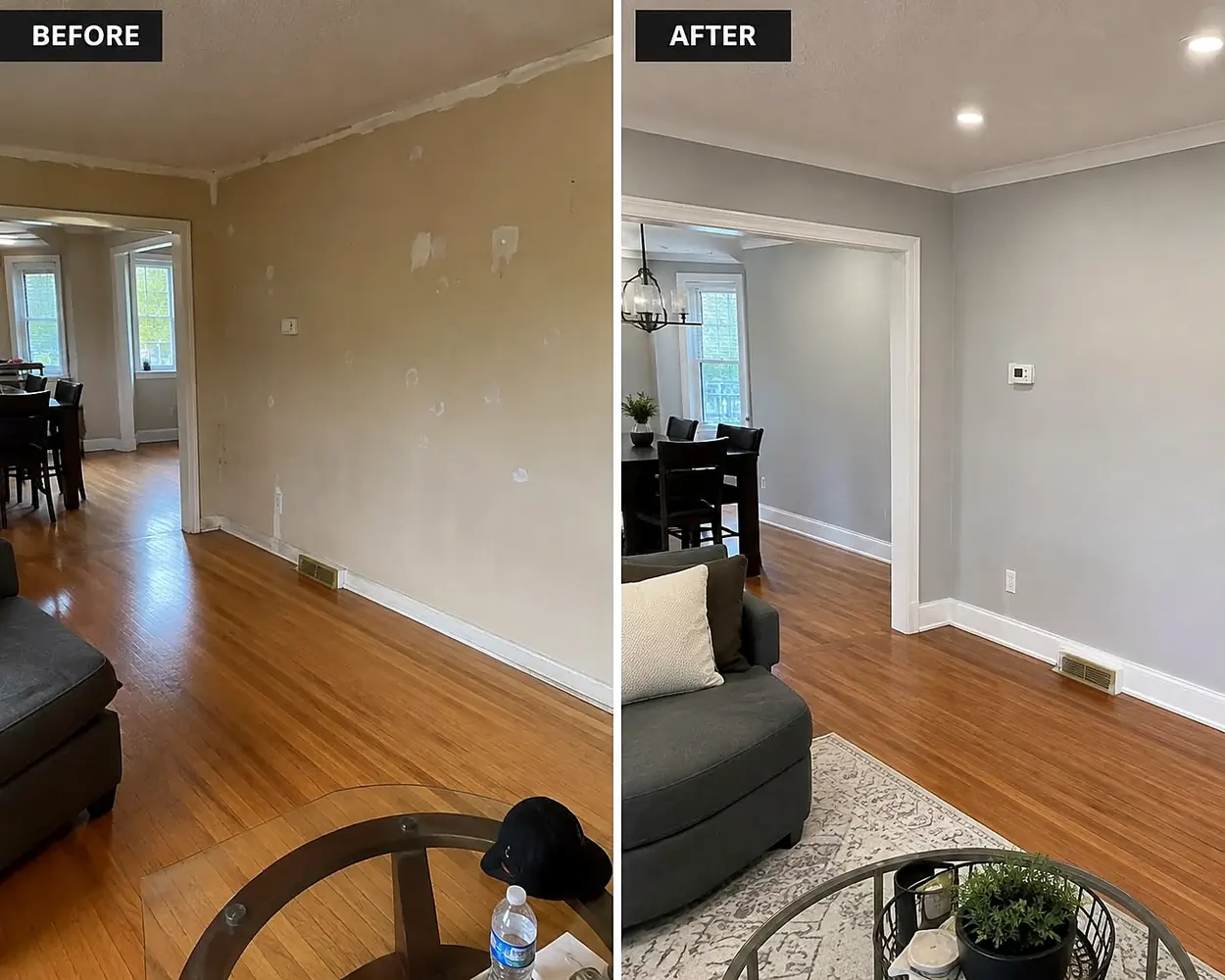 Interior renovation before and after