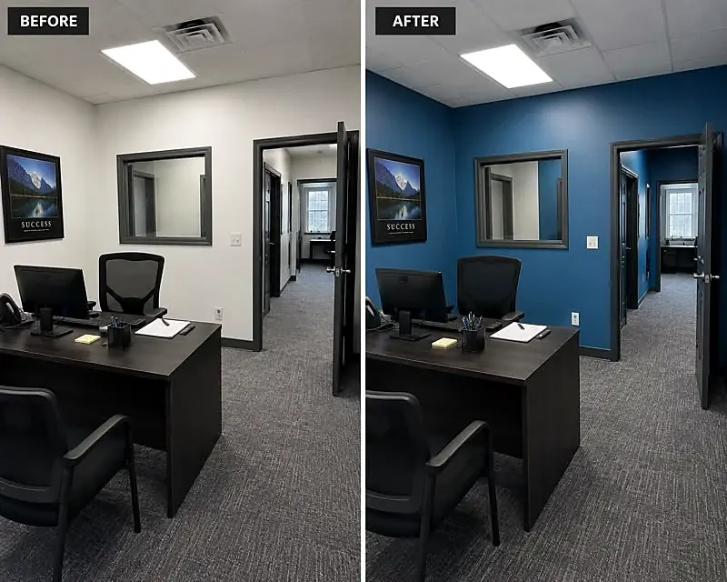 Office space before and after fit-out