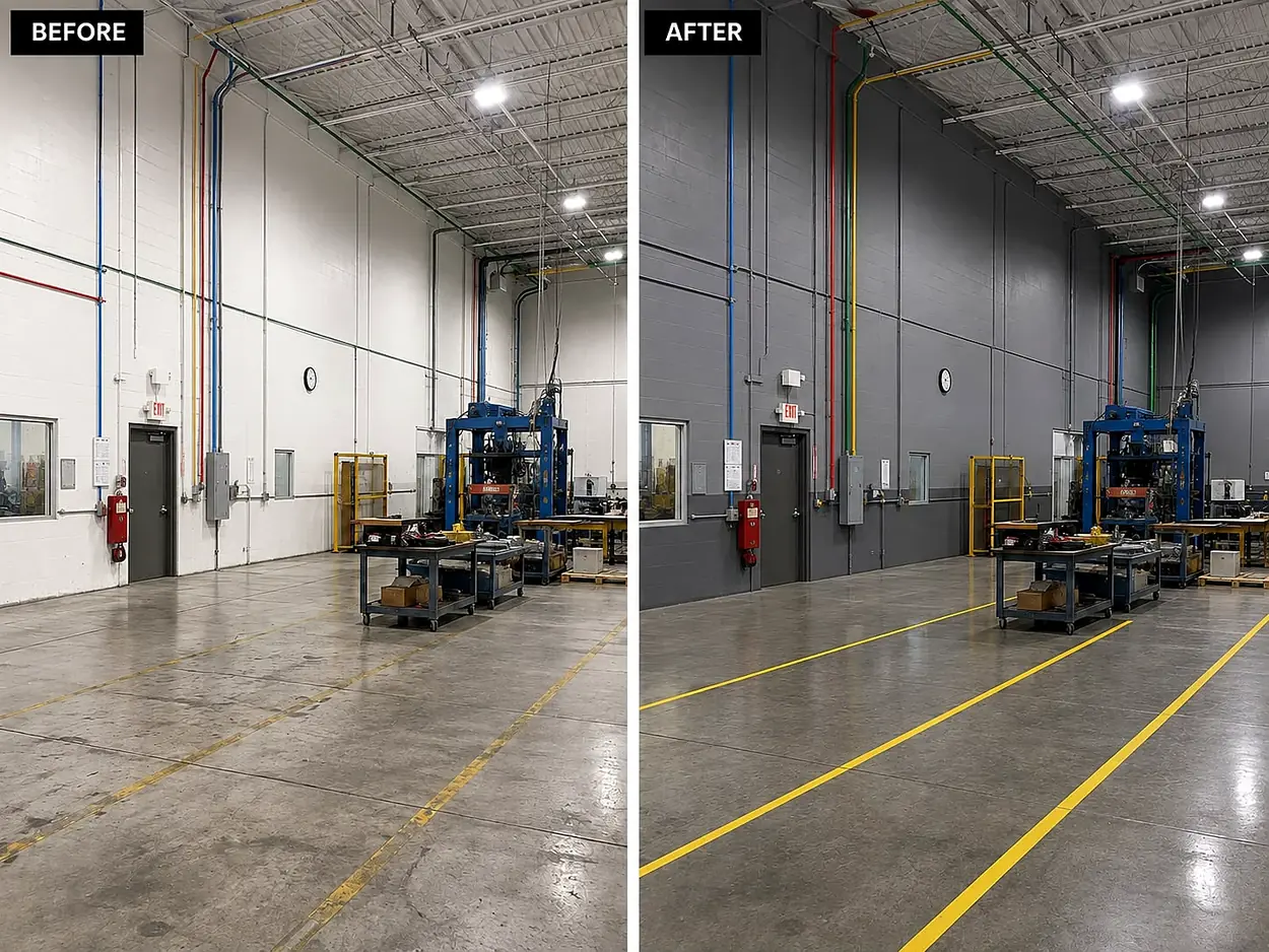 Commercial warehouse floor and line painting